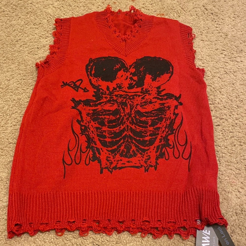 Cool grunge red sleeveless sweater